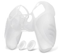 eXtremeRate PlayVital Funda de Silicona para ps5 Mando - Carcasa Protectora Suave y Antideslizante con 2 Tapas de Joystick, Compatible con DualSense, Accesorio para ps5 (Edición Guardian-Blanco Claro)