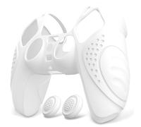 eXtremeRate PlayVital Funda de Silicona para ps5 Mando - Carcasa Protectora Suave y Antideslizante con 2 Tapas de Joystick, Compatible con DualSense, Accesorio para ps5 (Edición Guardian-Blanco)