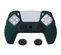 eXtremeRate PlayVital Funda de Silicona para ps5 Mando - Carcasa Protectora Suave y Antideslizante con 2 Tapas de Joystick, Compatible con DualSense, Accesorio para ps5 (Edición Guardian-Oscuro Verde)