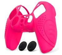 eXtremeRate PlayVital Funda de Silicona para ps5 Mando - Carcasa Protectora Suave y Antideslizante con 2 Tapas de Joystick, Compatible con DualSense, Accesorio para ps5 (Edición Guardian-Rosa Vivo)