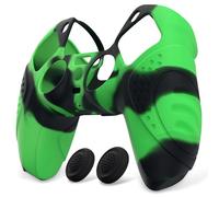 eXtremeRate PlayVital Funda de Silicona para ps5 Mando - Carcasa Protectora Suave y Antideslizante con 2 Tapas de Joystick, Compatible con DualSense, Accesorio para ps5 (Edición Guardian-Verde Negro)