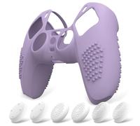eXtremeRate PlayVital Funda de Silicona para ps5 Mando | Goma Suave, Agarre Antideslizante, 6 Tapas para Joysticks, Impermeable, Resistente, Diseño 3D Tachonado, Malva Violeta