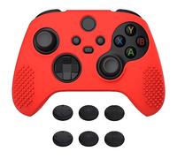 eXtremeRate PlayVital Funda de Silicona para Xbox Series X/S, Carcasa Antideslizante con 6 Thumb Grips, Protector Ergonómico, Accesorios para Xbox Series X/S - 3D Tachonado (Rojo Pasión)