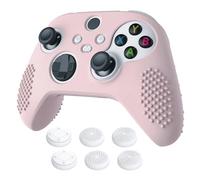 eXtremeRate PlayVital - Funda de silicona suave antideslizante para Xbox Series X/S, edición con tachuelas 3D, color rosa para mando Xbox Core con 6 tapas de agarre para el pulgar