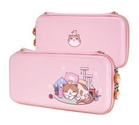 eXtremeRate PlayVital Funda Portátil para Nintendo Switch Lite - Estuche de Transporte con Tapas de Joystick, 10 Ranuras de Juego, Bolsillo Interior, Bolsa Forro de Velet (Gatito & Pollo)