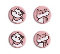 eXtremeRate PlayVital Lindos Agarres para Pulgar para Nintendo Switch/Lite/OLED - Tapas de Joystick de Silicona, Thumb Grips Antideslizantes para Joy-con, Diseño Plano (Gatito & Perrito-Rojo Pálido)