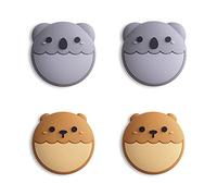 eXtremeRate PlayVital Lindos Agarres para Pulgar para Nintendo Switch/Lite/OLED - Tapas de Joystick de Silicona, Thumb Grips Antideslizantes para Joy-con, Diseño Plano (Oso & Koala-Gris & Marrón)