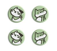 eXtremeRate PlayVital Lindos Agarres para Pulgar para Nintendo Switch/Lite/OLED - Tapas de Joystick de Silicona, Thumb Grips Antideslizantes para Joy-con, Diseño Plano (Gatito & Perrito-Verde Matcha)