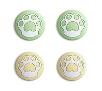 eXtremeRate PlayVital Lindos Agarres para Pulgar para Nintendo Switch/Lite/OLED - Tapas de Joystick de Silicona, Thumb Grips Antideslizantes para Joy-con, Diseño Convexo (Pata de Gato-Amarillo Crema)