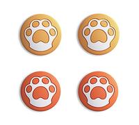 eXtremeRate PlayVital Lindos Agarres para Pulgar para Nintendo Switch/Lite/OLED - Tapas de Joystick de Silicona, Thumb Grips Antideslizantes para Joy-con, Diseño Convexo (Pata de Gato-Naranja)