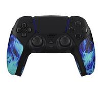 eXtremeRate PlayVital Pegatina para ps5 - Adhesivo de Silicona Antideslizante, Skin de Goma para ps5 Control, Protector con Textura para Mejor Agarre en el Mando (Llama Azul)