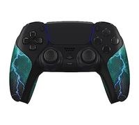 eXtremeRate PlayVital Pegatina para ps5 - Adhesivo de Silicona Antideslizante, Skin de Goma para ps5 Control, Protector con Textura para Mejor Agarre en el Mando (Trueno Tormenta Verde)