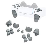eXtremeRate Reemplazo D-pad R1 L1 R2 L2 Disparadores Opciones de Compartir Botones Cara, Gris Acero Metálico Botones de Conjunto Completo Compatible con Controlador PS5 BDM-020