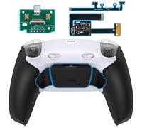 eXtremeRate Rise Plus MAX Remap Kit con Clicky Kit para ps5 Control Modelo BDM-010 020 Tope Gatillos & Goma Grip Carcasa Trasera & Botones Posteriores Remapeables para ps5-SIN Mando(Negro Negro)