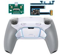 eXtremeRate Rise Plus MAX Remap Kit con Clicky Kit para ps5 Control Modelo BDM-010 020 Tope Gatillos & Goma Grip Carcasa Trasera & Botones Posteriores Remapeables para ps5-SIN Mando(Blanco Gris)