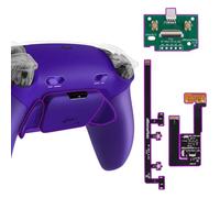 eXtremeRate Rise Plus MAX Remap Kit con Clicky Kit para ps5 Modelo BDM-030/040/050 Tope Gatillos & Goma Grip Carcasa Trasera & Botones Posteriores Remapeables para ps5-SIN Mando(Galactic Purple)