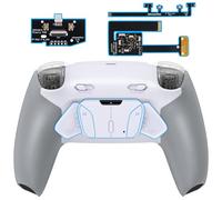 eXtremeRate RISE4 Plus MAX Remap Kit con Clicky Kit para ps5 Control Modelo BDM-010 020 Tope Gatillos & Goma Grip Carcasa Trasera & Palancas Traseras Remapeables para ps5-SIN Mando(Blanco Gris)