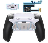 eXtremeRate RISE4 Plus MAX RMB Remap Kit con Clicky Kit para ps5 Control Modelo BDM-010 020 Tope Gatillos & Goma Grip Carcasa Trasera & Palancas Metálicas Remapeables para ps5-SIN Mando(Blanco Negro)