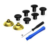 eXtremeRate ThumbsGear Joysticks Ajustable para ps4 5 Mando Joystick Ergonómico Intercambiable con Grip Convexo y Cóncavo de 3 Alturas Thumbsticks para ps4 Pro/Slim para ps5 Control-Dorado Mate&Negro