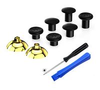 eXtremeRate ThumbsGear Joysticks Ajustable para ps4 5 Mando Joystick Ergonómico Intercambiable con Grip Convexo y Cóncavo de 3 Alturas Thumbsticks para ps4 Pro/Slim para ps5 Control-Dorado Cromo&Negro