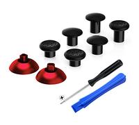 eXtremeRate ThumbsGear Joysticks Ajustable para ps4 5 Mando Joystick Ergonómico Intercambiable con Grip Convexo y Cóncavo de 3 Alturas Thumbsticks para ps4 Pro/Slim para ps5 Control-Rojo Mate&Negro
