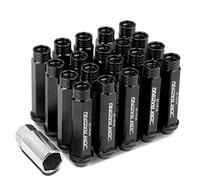 Extremo abierto 20 piezas M12 x 1.5 rueda de aleación de aluminio Lug Tuercas + profundo Drive Extensión (negro)
