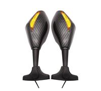 Extremo barra mango Espejos Retrovisores Laterales Para Motocicleta Indicadores Señal Giro Con Luces LED PARA YZF FZR 600 1000 R1 R6 FZ1 FZ6(Fibra de carbon)