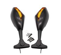 Extremo barra mango Espejos Retrovisores Laterales Para Motocicleta Indicadores Señal Giro Con Luces LED PARA YZF FZR 600 1000 R1 R6 FZ1 FZ6(Negro)