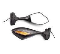 Extremo barra mango Espejos Retrovisores Laterales Para Motocicleta Para Buell Thunderbolt S3 Para Blast 1125R M2 Para Cyclone Indicadores Señal Giro Con Luces LED(Fibra de carbon)