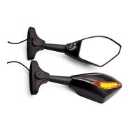 Extremo barra mango Espejos Retrovisores Laterales Para Motocicleta Para Buell Thunderbolt S3 Para Blast 1125R M2 Para Cyclone Indicadores Señal Giro Con Luces LED(Negro)