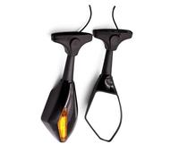 Extremo barra mango Para Modelos De Motos Cruiser Chopper Street Dirt Espejos Retrovisores Laterales Para Motocicleta Indicadores Señal Giro Con Luces LED(Negro)