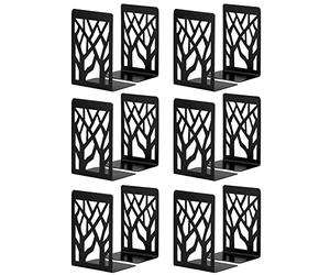 Extremos de libro, sujetalibros para estantes, sujetalibro, extremos de libro para libros pesados, soporte para estante de libros decorativos para el hogar, sujetalibros de metal negro 6 pares