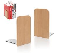 Extremos de Libros, 1 Pares Sujetalibros Madera, Sujeta Libros, Sujetalibros Antideslizante, Sujeta Libros de Metálicos, para Hogar, Oficina, Escuela, Biblioteca, Haya(Cabeza Cuadrada)