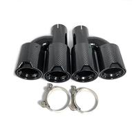Extremos tubo escape coche 1 Par De Silenciador Salida Doble Estilo H Punta Negra Fibra Carbono Universal Inoxidable Para M2 Para M3 Para M4 Para M5 Garganta de Cola(67MM IN 93MM OUT)
