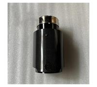 Extremos tubo escape coche 1 Pieza De Terminales Escape Individuales Tubo Negro Silenciador Extremo Trasero Fibra Carbono Brillante Para Universal Punta de Silenciador(ID 54MM-OD 76MM)