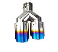Extremos tubo escape coche 1 pieza de tubo escape doble universal de acero inoxidable azul para coche tubo de escape doble para VW(R 54MM IN 101MM OUT)