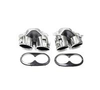 Extremos Tubo Escape Coche Para Mercedes Para Benz GLB180 GLB200 GLB220 Actualización Parachoques GLB A35 Con Silenciador Cuatro Salidas Y Tubo Escape Tubo Escape Trasero Cola Tubo Escape(Plata)
