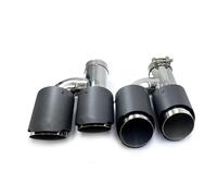 Extremos tubo escape coche Punta De Escape Fibra Carbono Mate Doble Universal Estilo H 2 Piezas Modificada Acero Inoxidable 304 Con(57MM IN 89MM OUT)