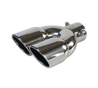 Extremos tubo escape coche Punta escape coche silenciador doble salida tubo escape universal acero inoxidable entrada escape 60mm 75mm(63MM Silver)