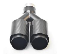 Extremos tubo escape coche Punta Silenciador Fibra Carbono Negra Brillante Para Coche Tubo Escape Doble Salida En Forma Y Universal Acero Inoxidable Garganta de Cola(57MM IN- 89MM OUT)