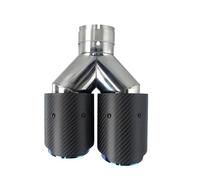 Extremos tubo escape coche Tubo De Escape Doble Fibra Carbono Universal Chapado En Azul Punta Silenciador Inoxidable, 89mm Garganta de Cola(Matte Left)