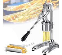 Extrusor Manual De Patatas Fritas Largas MáQuina Para Cortar Patatas En Tiras,Extrusor De Patatas Fritas Manual Acero Inoxidable, 12 Agujeros Y Cesta