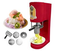 Extrusora profesional de helado en forma de fideos, máquina comercial para hacer helado tipo espagueti con 4 moldes de formas, rendimiento de 30 L/h, diseño compacto para tiendas de postres(Red)