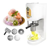 Extrusora profesional de helado en forma de fideos, máquina comercial para hacer helado tipo espagueti con 4 moldes de formas, rendimiento de 30 L/h, diseño compacto para tiendas de postres(White)