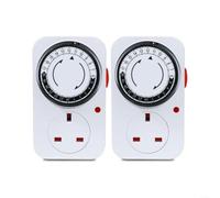 EXTRWORY 2 interruptores de temporizador mecánico, ciclo de 24 horas, intervalos de 15 minutos, para ventiladores de automatización de luces, color blanco, 122 x 72 mm, para el hogar