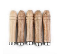 EXTRWORY 5 piezas de mango de madera de repuesto de 9 cm, collar de metal fuerte, herramienta ergonómica para limas de metal, escofinas de madera, destornilladores, taladros de mano