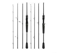 EXTRWORY Caña de señuelo de pesca de fibra de carbono de 4 secciones, ultra corta, portátil, color negro, ligero, giratorio, para pescador al aire libre (vástago de varias secciones 1.8)