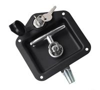 EXTRWORY Cerradura plegable resistente con mango en T, antirrobo, de acero inoxidable, para puertas de remolque, viene con 2 llaves, cerradura de llave de forma resistente (negro)