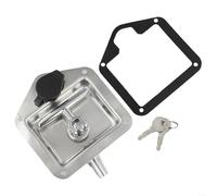 EXTRWORY Cerradura plegable resistente con mango en T antirrobo de acero inoxidable para puertas de remolque, viene con 2 llaves, cerradura de llave de forma resistente (plata)