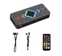 EXTRWORY Controlador ARGB para ventiladores PWM con control de temperatura y control remoto inalámbrico negro (nuevo estilo negro)